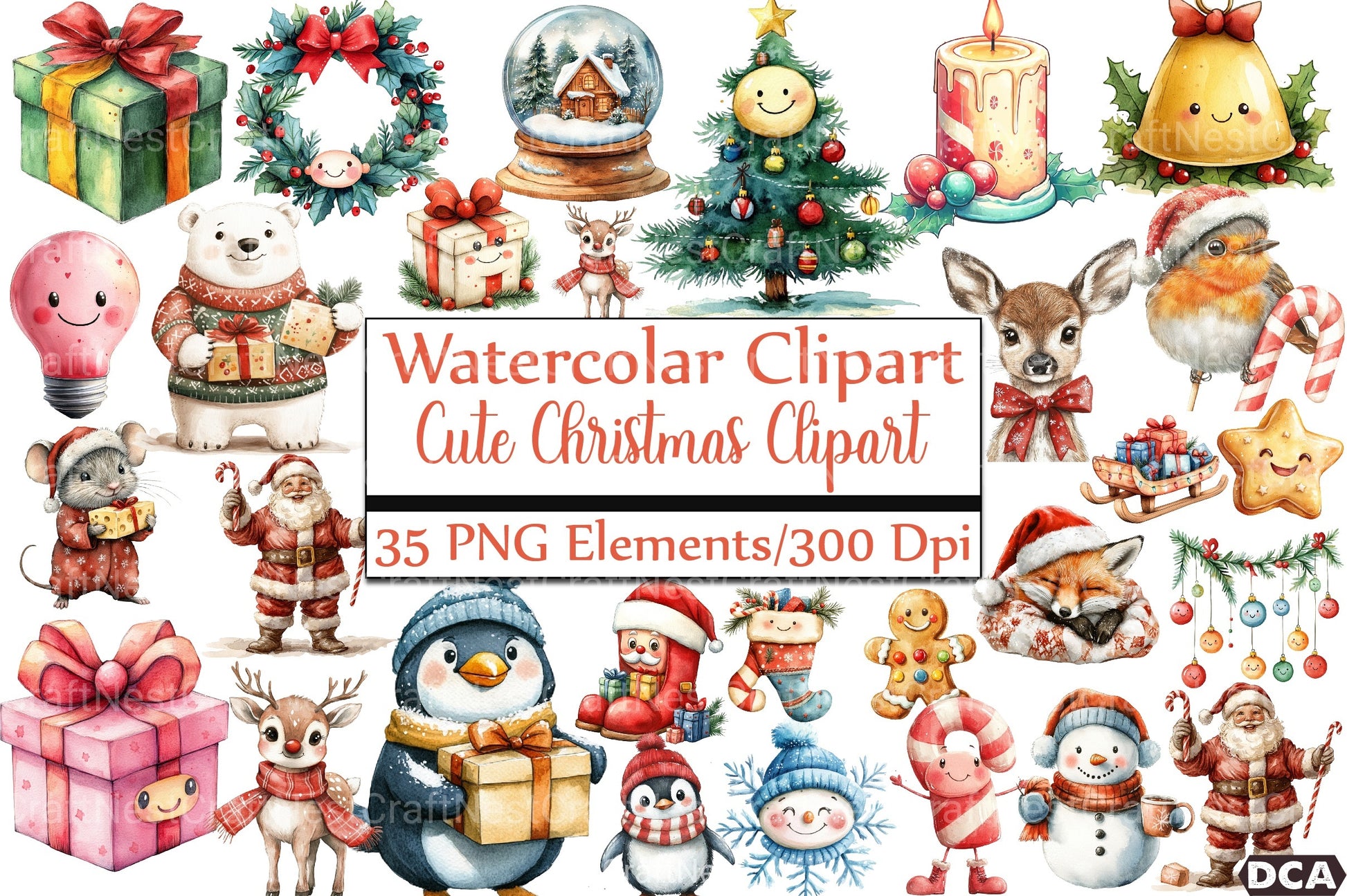 Cute Christmas Clipart Bundle 09 - CraftNest - Digital Crafting and Art