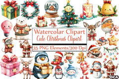 Cute Christmas Clipart Bundle 09 - CraftNest - Digital Crafting and Art