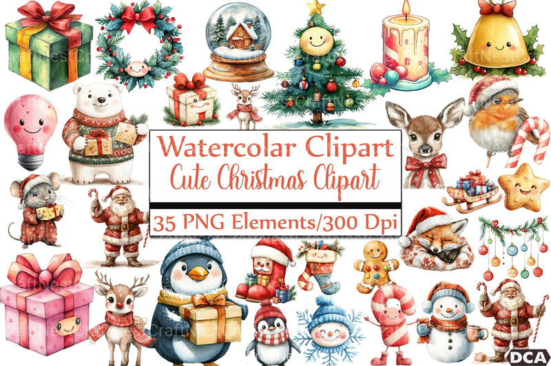 Cute Christmas Clipart Bundle 09 - CraftNest - Digital Crafting and Art