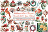 Chinoiserie Red & Green Christmas Clipart Bundle