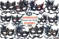 Black Lace Masquerade Mask Clipart Bundle - CraftNest - Digital Crafting and Art