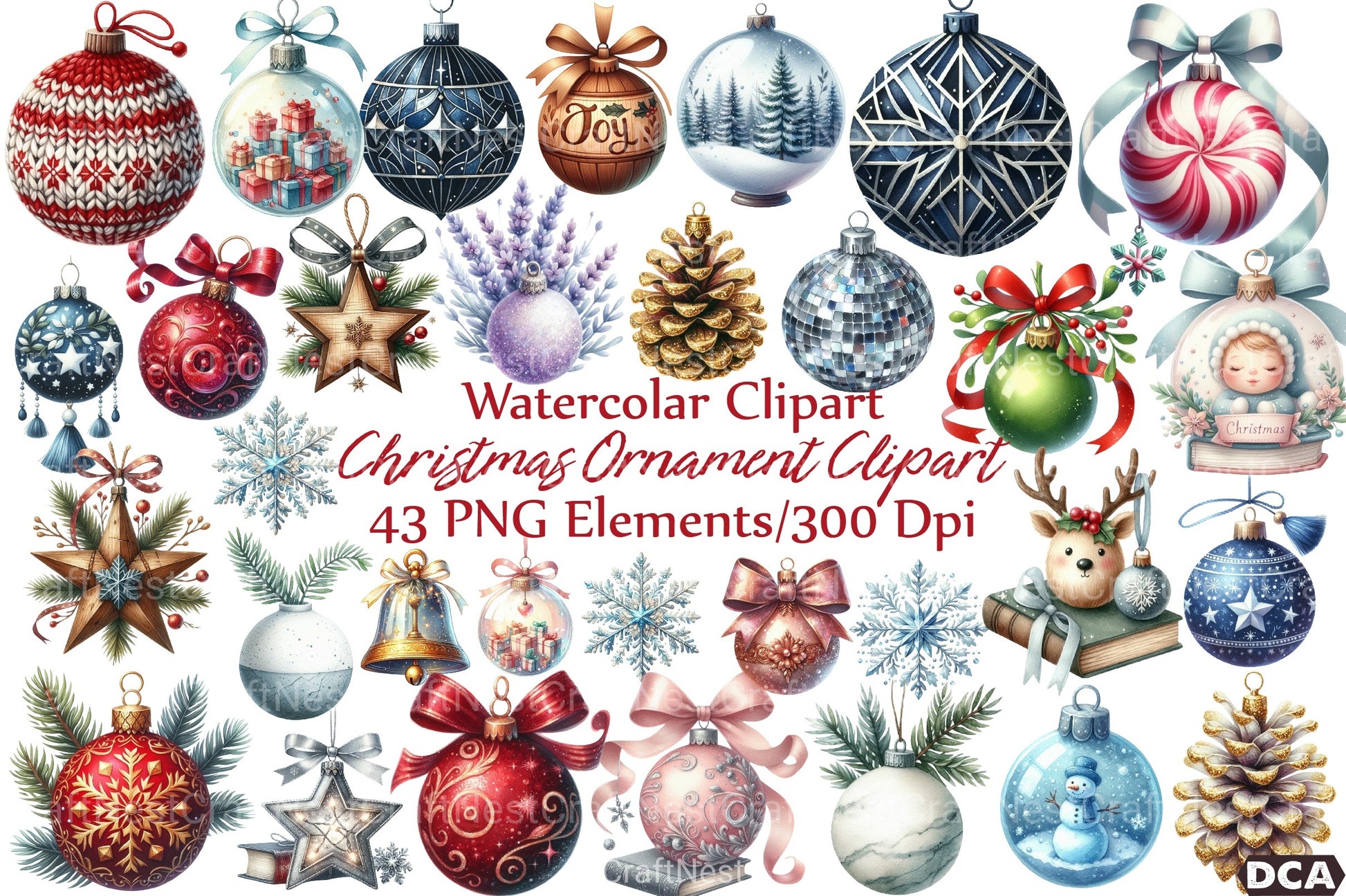 Christmas Ornament Clipart Bundle - CraftNest - Digital Crafting and Art