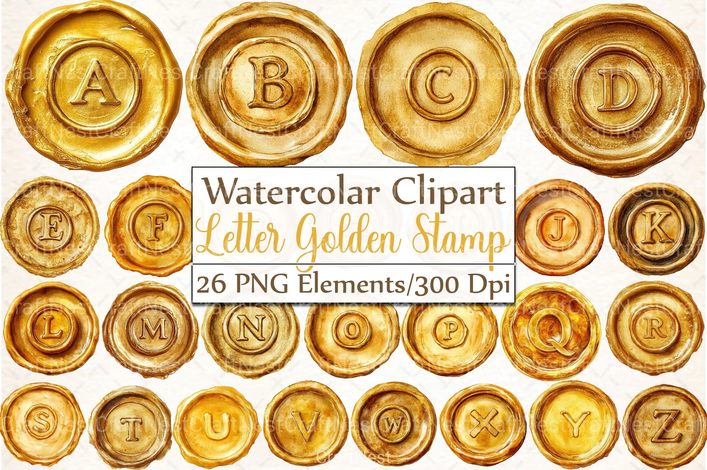 Seal Wax Letter Golden Stamp Clipart Bundle - CraftNest - Digital Crafting and Art
