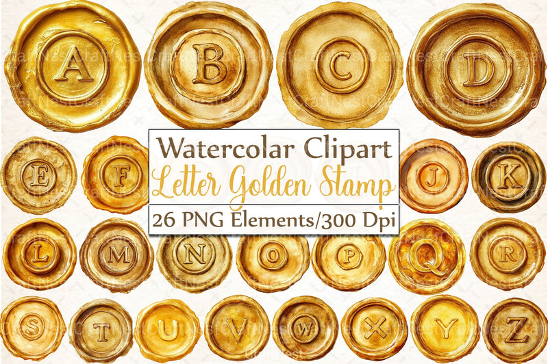 Seal Wax Letter Golden Stamp Clipart Bundle - CraftNest - Digital Crafting and Art