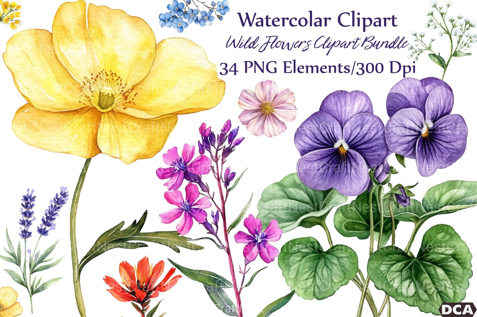 Wild Flowers Clipart Bundle 132 - CraftNest - Digital Crafting and Art