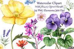 Wild Flowers Clipart Bundle 132 - CraftNest - Digital Crafting and Art