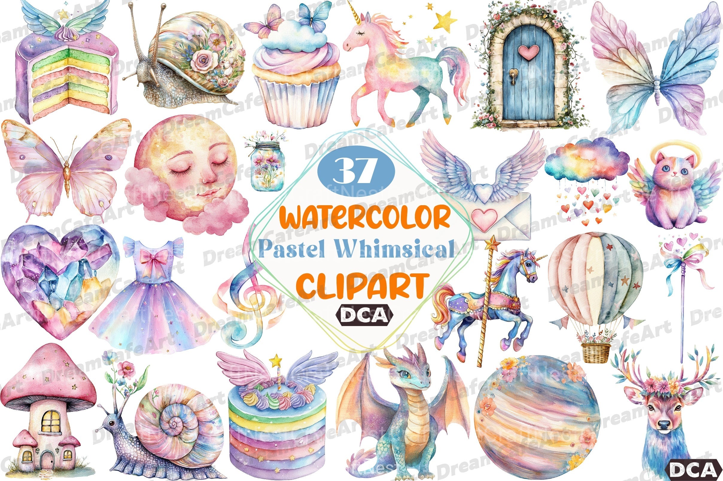 Pastel Whimsical Clipart Bundle - CraftNest - Digital Crafting and Art