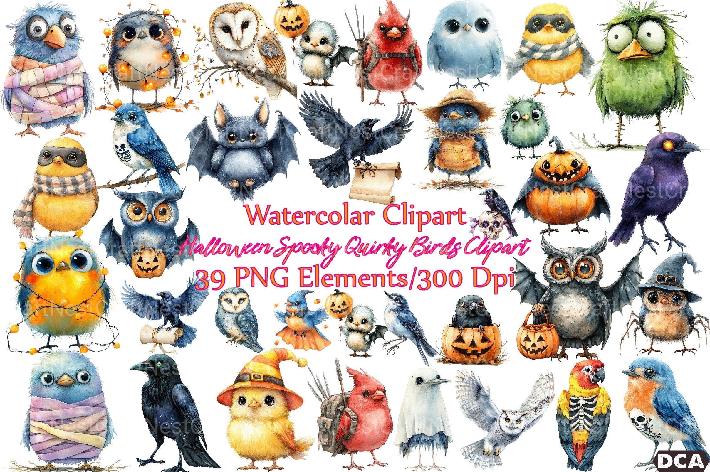 Halloween Spooky Quirky Birds Clipart Bundle - CraftNest - Digital Crafting and Art