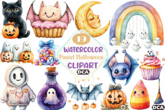 Cute Pastel Halloween Clipart Bundle 33 - CraftNest - Digital Crafting and Art