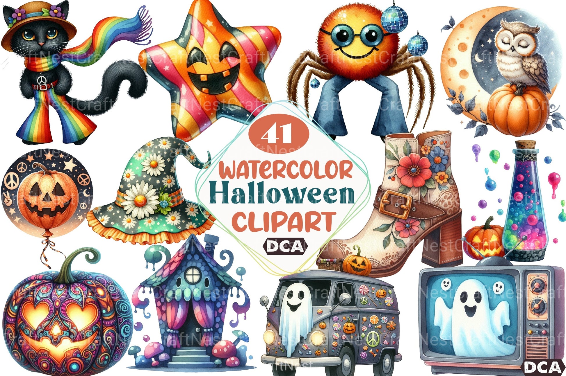 Groovy Halloween Clipart Bundle 99 - CraftNest - Digital Crafting and Art