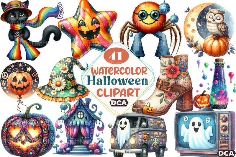 Groovy Halloween Clipart Bundle 99 - CraftNest - Digital Crafting and Art