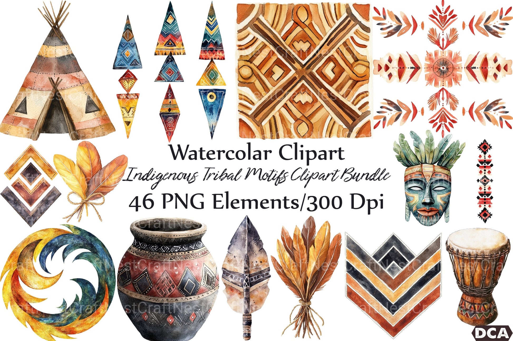 Indigenous Tribal Motifs Clipart Bundle - CraftNest - Digital Crafting and Art