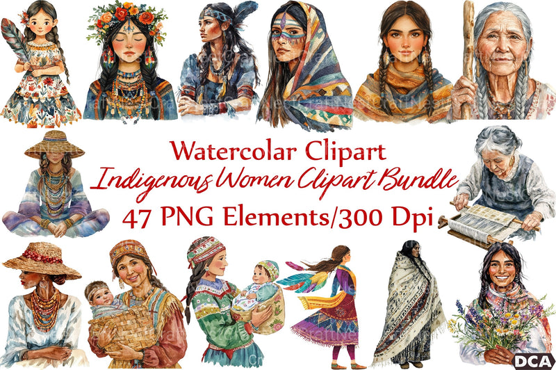 Indigenous Women Clipart Bundle - CraftNest - Digital Crafting and Art