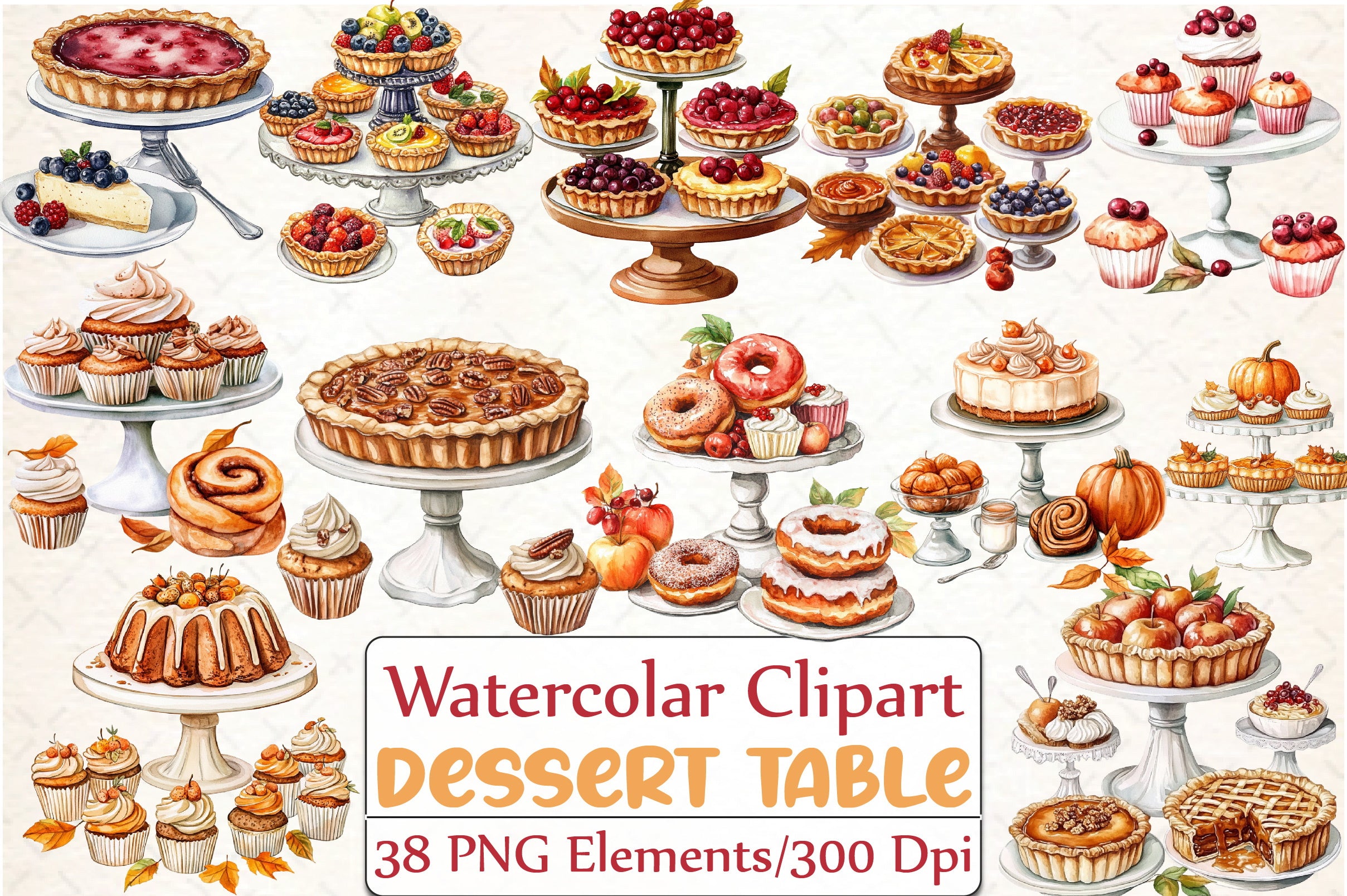 Thanksgiving Dessert Table Clipart Bundle
