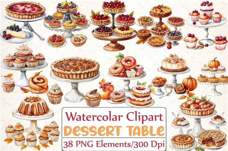 Thanksgiving Dessert Table Clipart Bundle - CraftNest - Digital Crafting and Art
