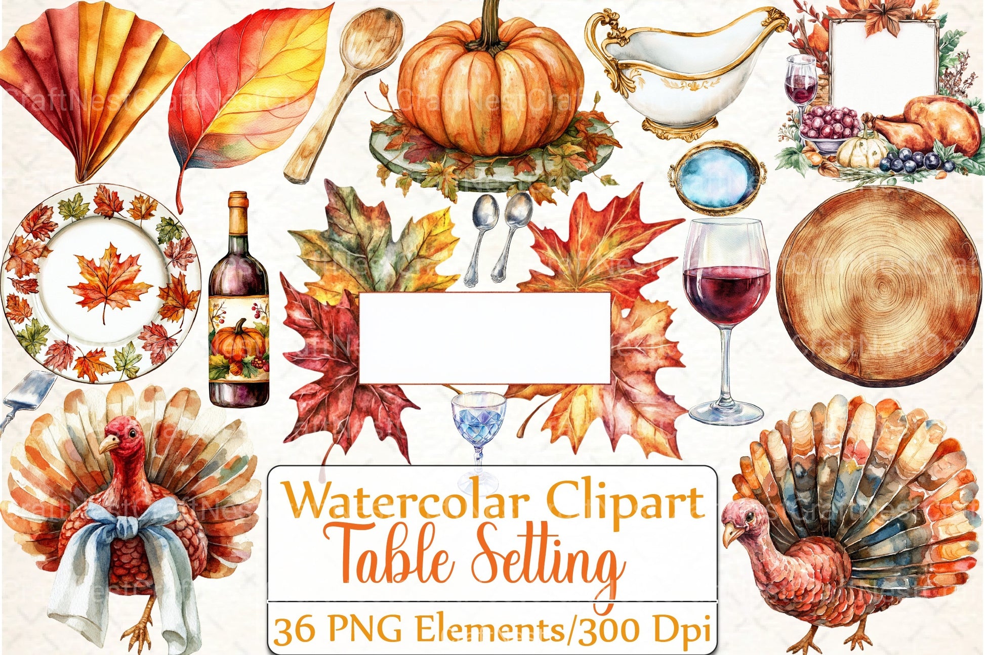 Thanksgiving Table Setting Clipart Bundle - CraftNest - Digital Crafting and Art
