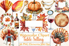 Thanksgiving Table Setting Clipart Bundle - CraftNest - Digital Crafting and Art