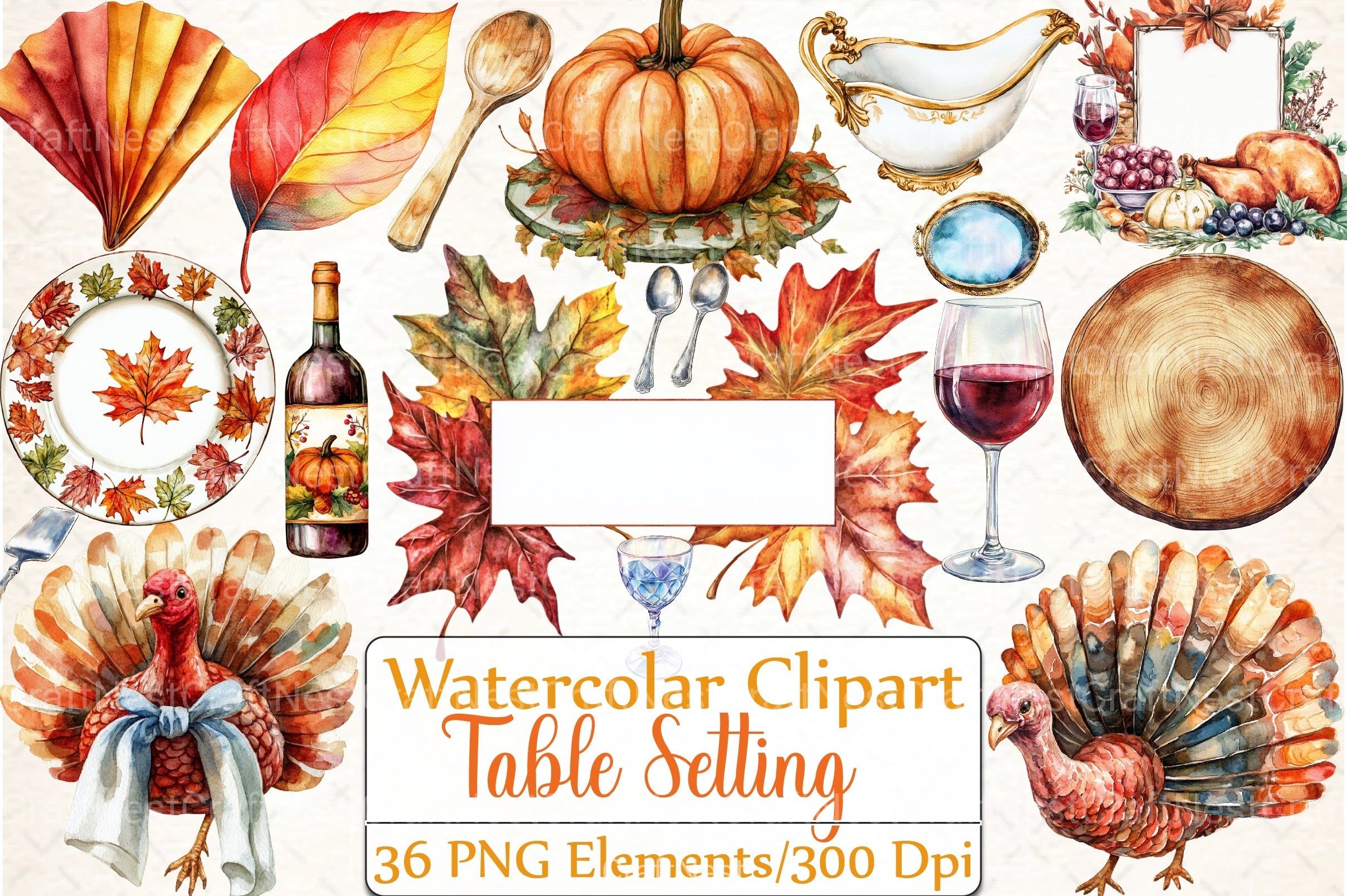 Thanksgiving Table Setting Clipart Bundle - CraftNest - Digital Crafting and Art