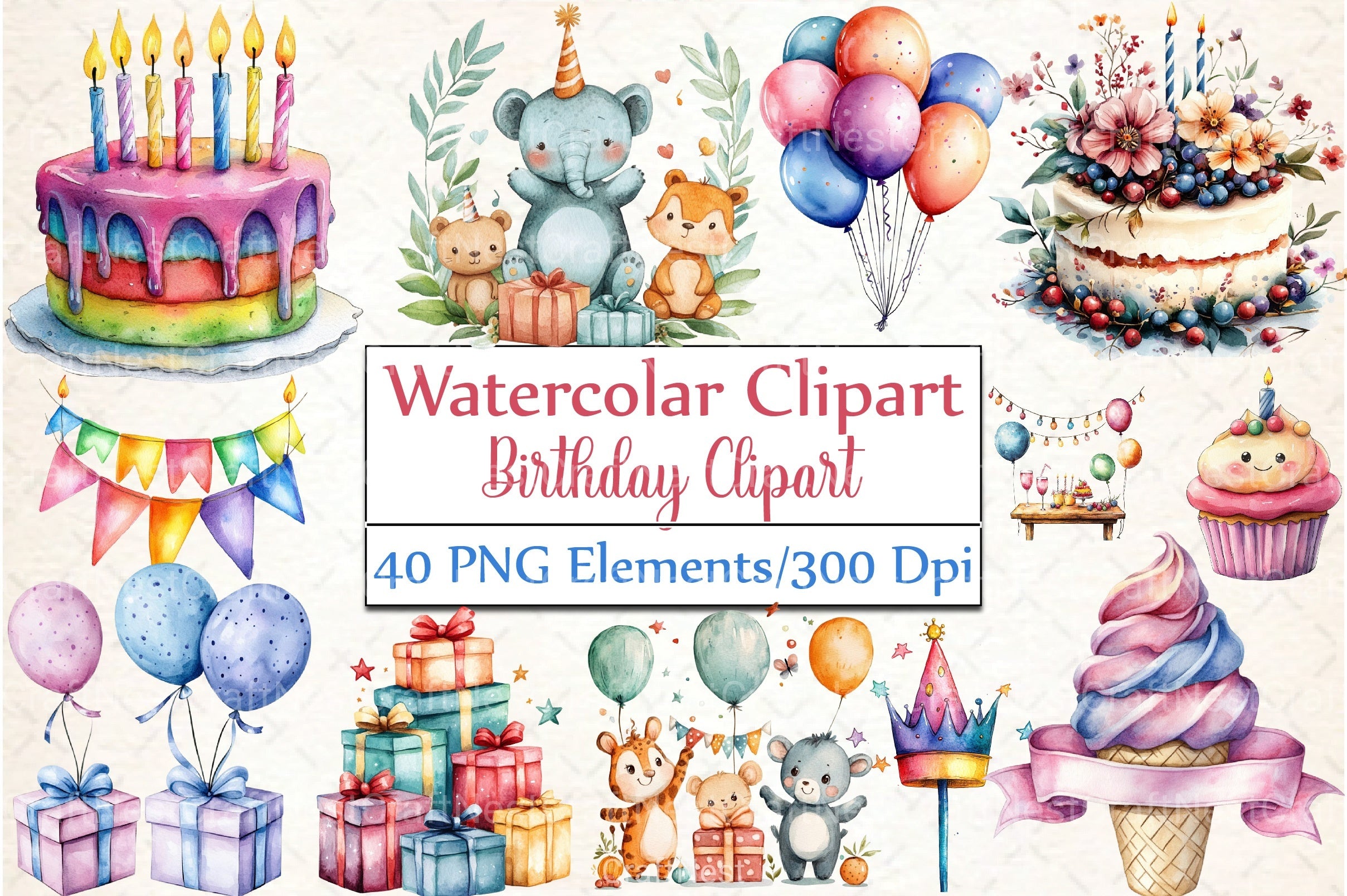 Birthday Clipart Bundle for Creative Designs - CraftNest - Digital Crafting and Art