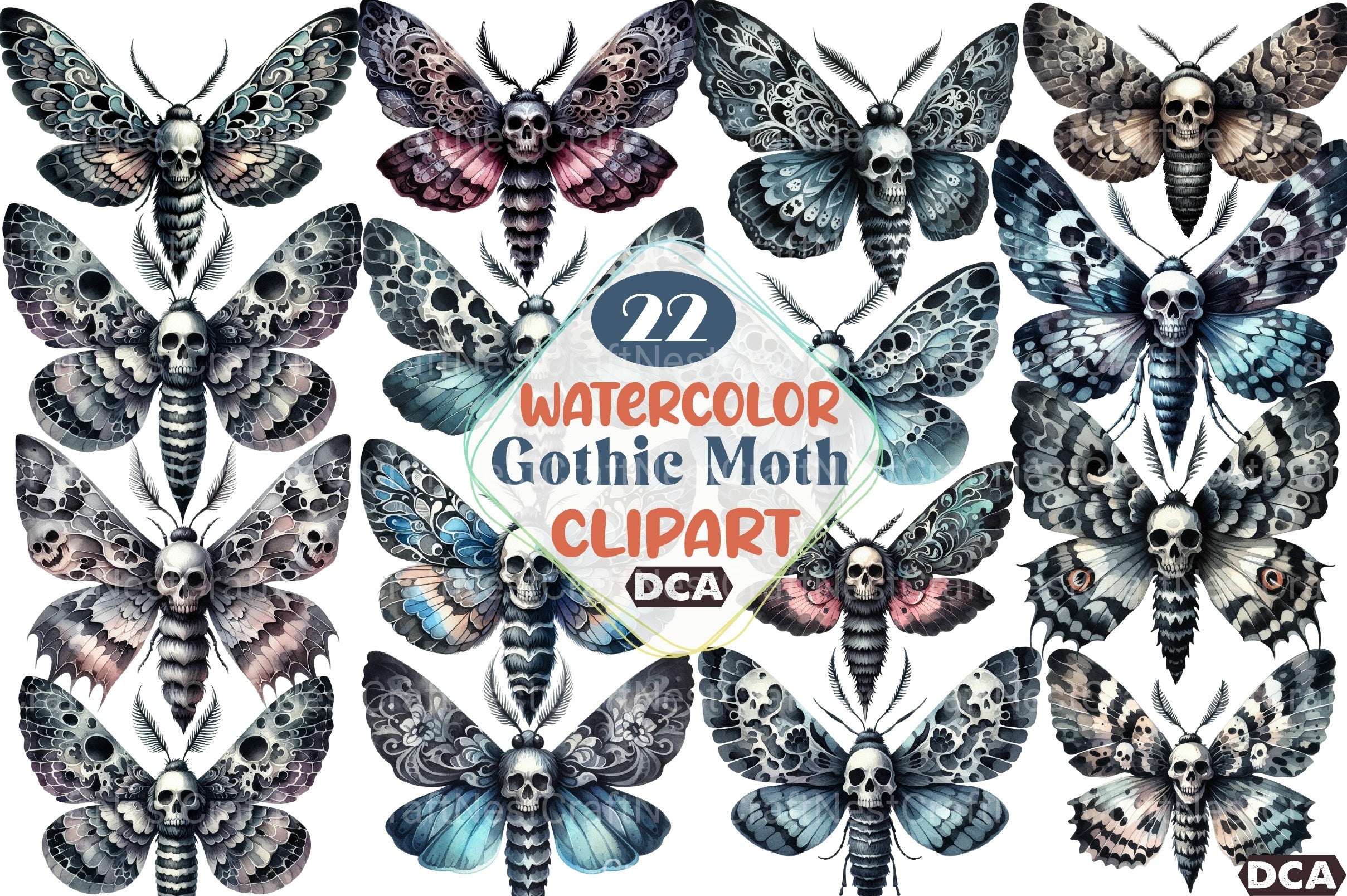 Gothic Moth Clipart Bundle - CraftNest - Digital Crafting and Art