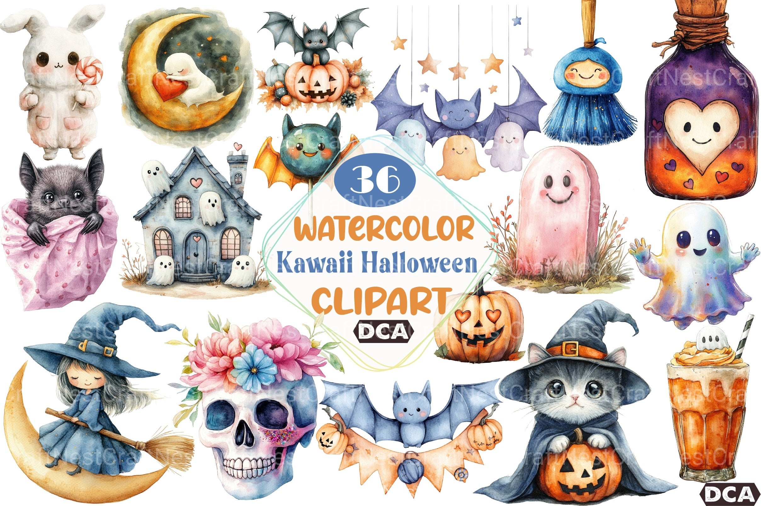 Kawaii Halloween Clipart Bundle 1 - CraftNest - Digital Crafting and Art