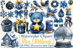 Blue Christmas Clipart Bundle 1 - CraftNest - Digital Crafting and Art