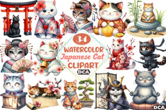 Beautiful Japanese Style Cat Clipart Bundle - CraftNest - Digital Crafting and Art