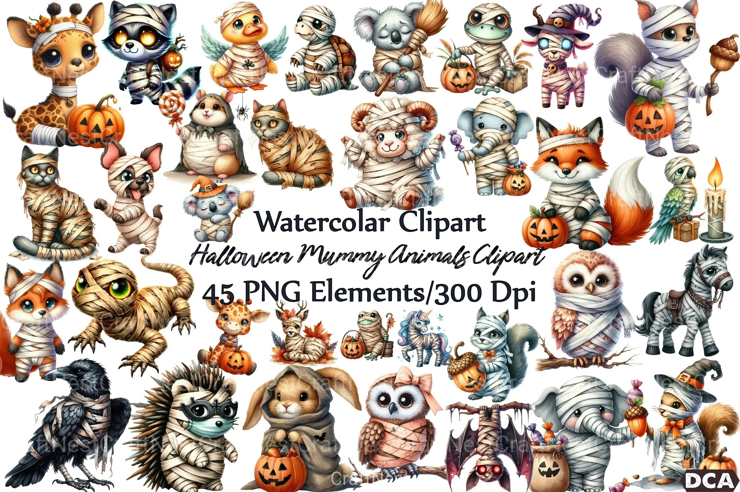 Halloween Mummy Animals Clipart Bundle - CraftNest - Digital Crafting and Art