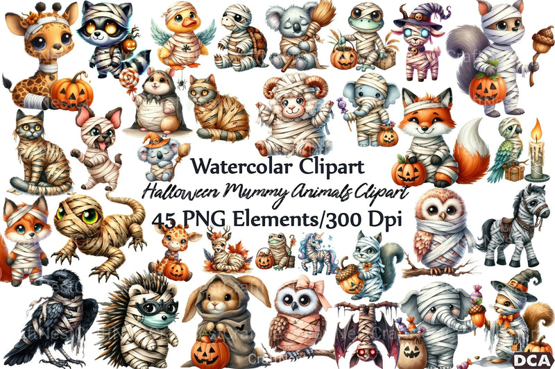 Halloween Mummy Animals Clipart Bundle - CraftNest - Digital Crafting and Art