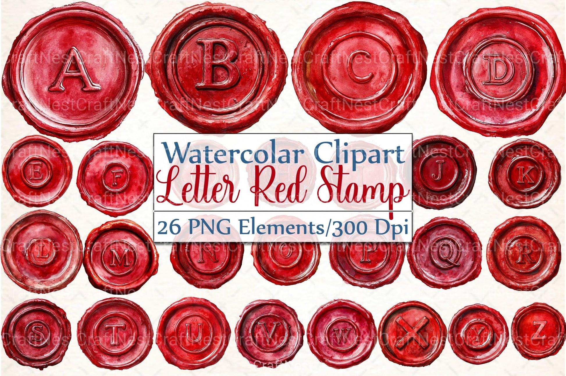 Seal Wax Letter Red Stamp Clipart Bundle - CraftNest - Digital Crafting and Art