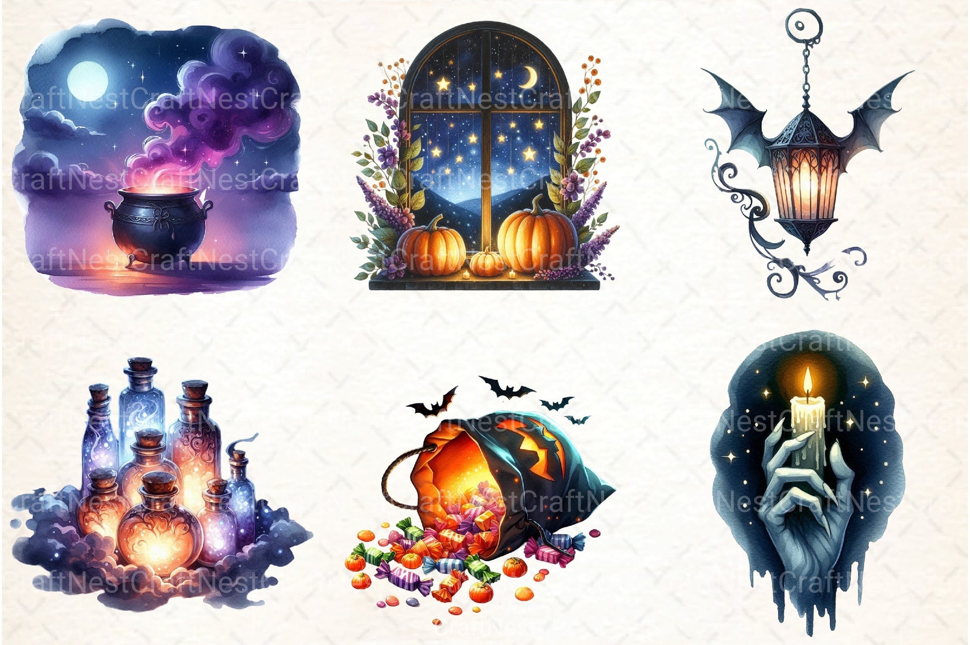 Halloween Evening Clipart Bundle - CraftNest - Digital Crafting and Art