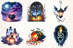 Halloween Evening Clipart Bundle - CraftNest - Digital Crafting and Art