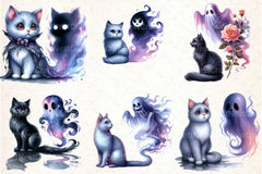 Halloween Cat & Ghost Clipart Bundle 78 - CraftNest - Digital Crafting and Art