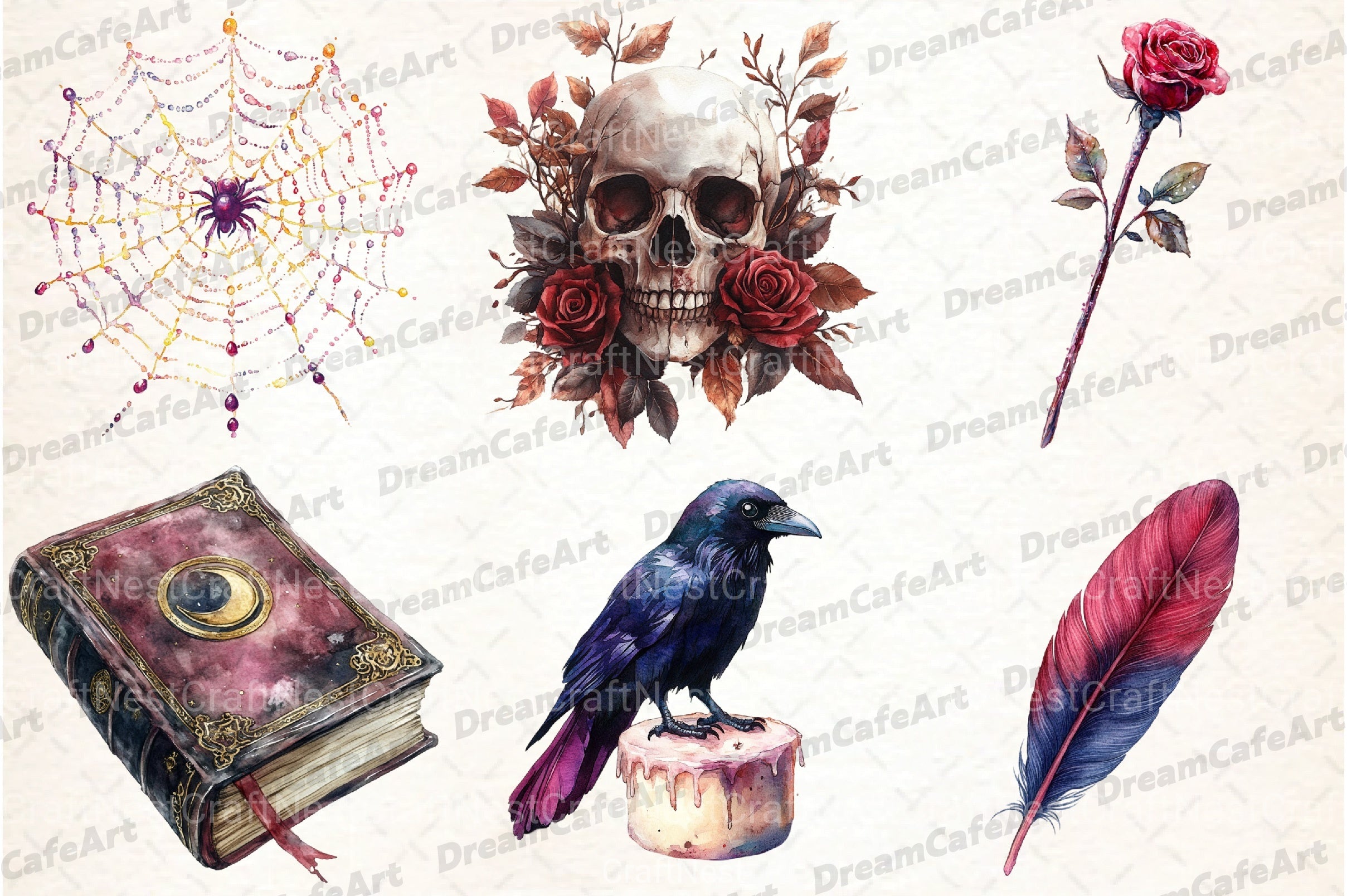 Burgundy Halloween Clipart Bundle 6 - CraftNest - Digital Crafting and Art