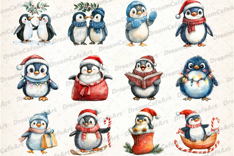 Winter Penguin Christmas Clipart Bundle 4 - CraftNest - Digital Crafting and Art