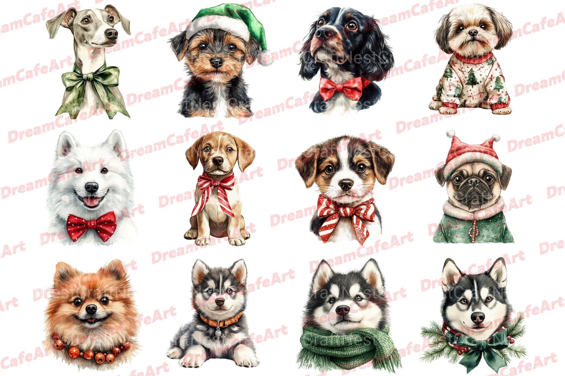 Quirky Christmas Dogs Clipart Bundle - CraftNest - Digital Crafting and Art