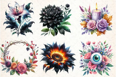 Halloween Flowers Clipart Bundle 4 - CraftNest - Digital Crafting and Art