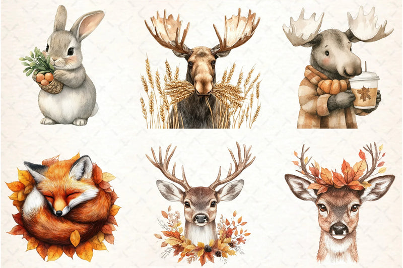 Woodland Animals Thanksgiving Clipart Bundle - CraftNest - Digital Crafting and Art