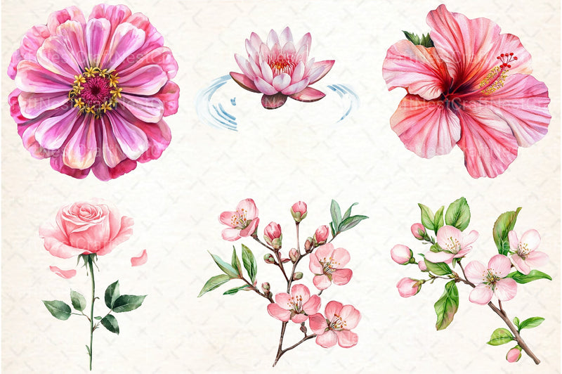 Pink Flowers Gardens Clipart Bundle - CraftNest - Digital Crafting and Art