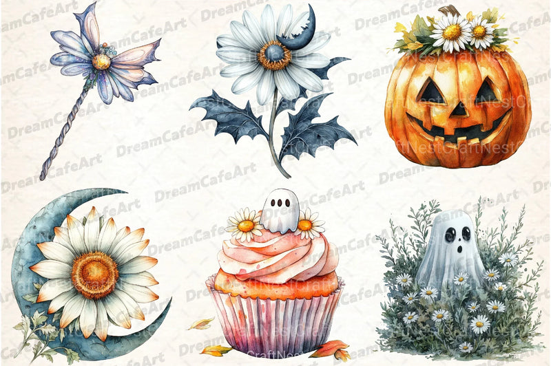 Daisy Flower & Halloween Clipart Bundle 177 - CraftNest - Digital Crafting and Art