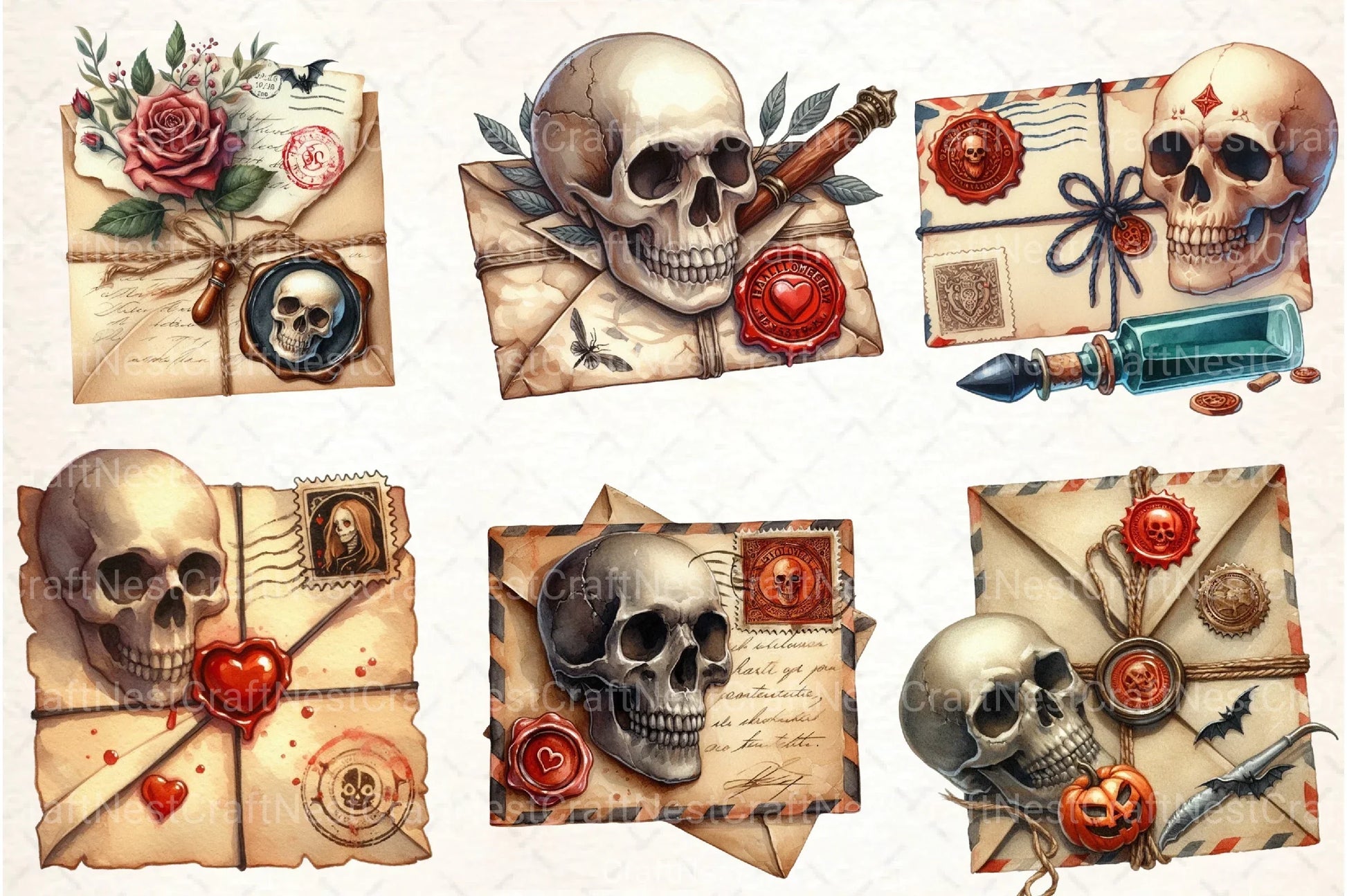 Halloween Love Letter Stamp Clipart Bundle - CraftNest - Digital Crafting and Art