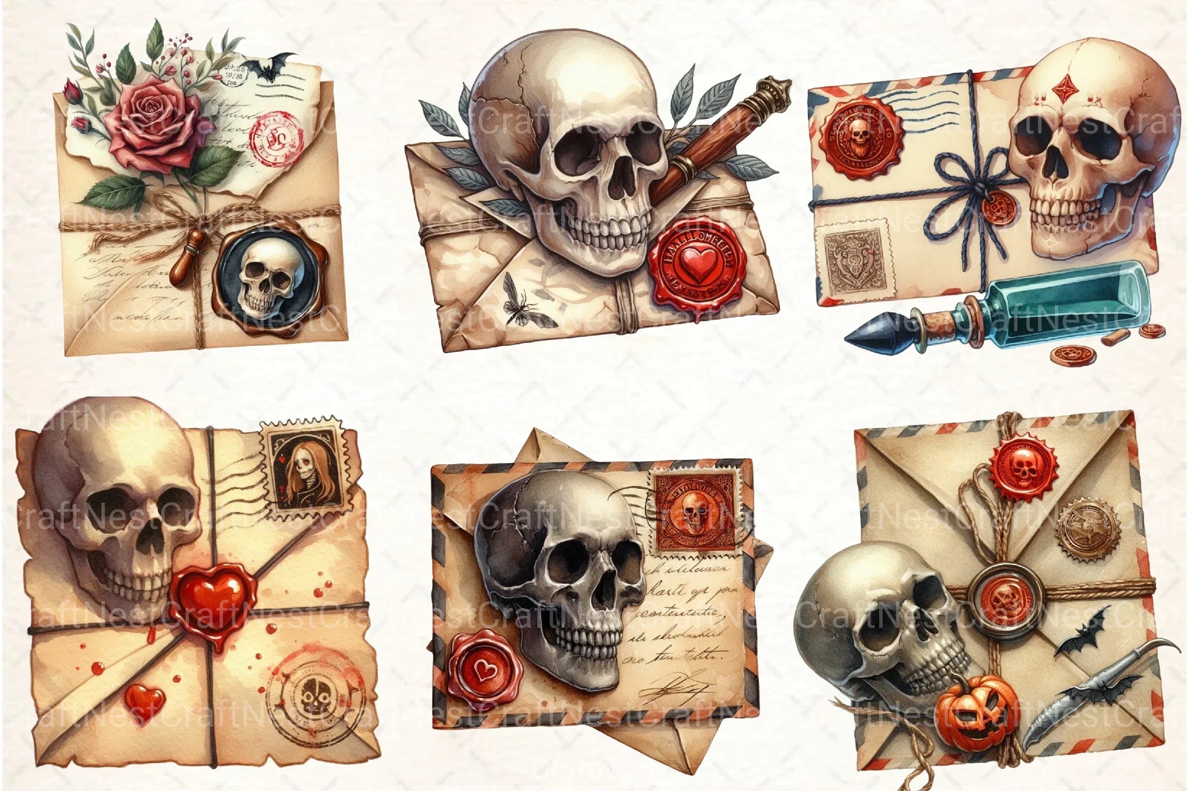 Halloween Love Letter Stamp Clipart Bundle - CraftNest - Digital Crafting and Art