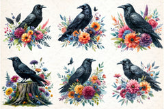 Black Raven Clipart Bundle - CraftNest - Digital Crafting and Art