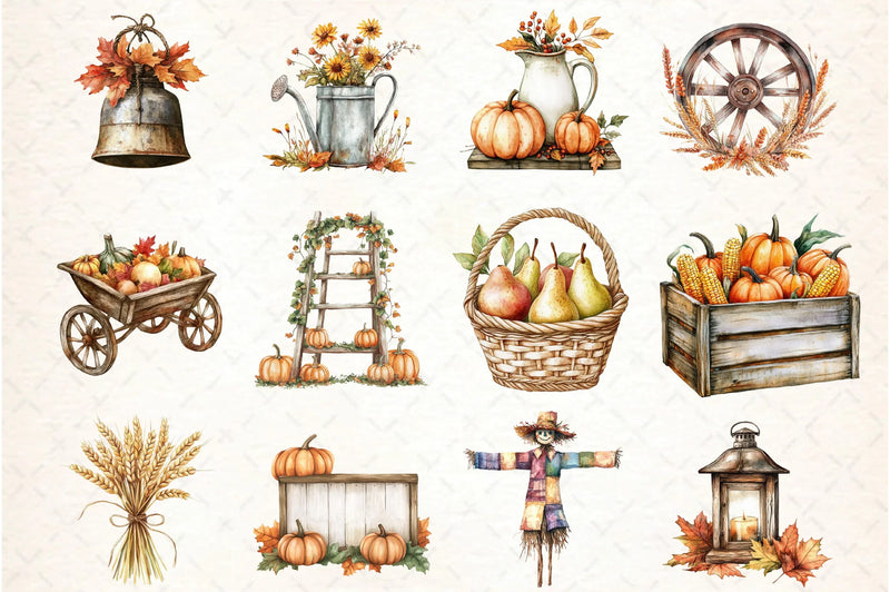 Rustic Farm Thanksgiving Clipart Bundle - CraftNest - Digital Crafting and Art