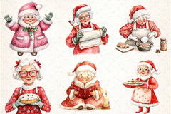 Sweet Cute Christmas Mrs. Santa Claus Clipart Bundle - CraftNest - Digital Crafting and Art