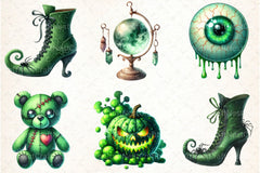 Green Halloween Clipart Bundle 5 - CraftNest - Digital Crafting and Art