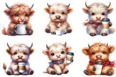 Funny Highland Cow Coffee Clipart Bundle - CraftNest - Digital Crafting and Art
