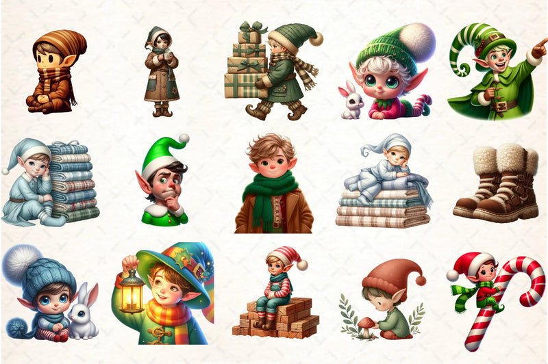 Christmas Elf Clipart Bundle - CraftNest - Digital Crafting and Art
