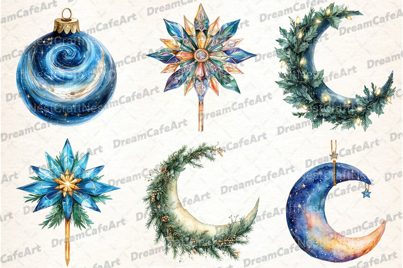 Celestial Christmas Clipart Bundle1 - CraftNest - Digital Crafting and Art