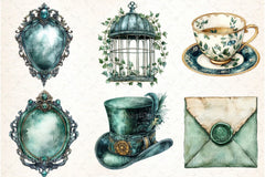 Emerald Victorian Clipart Bundle 7 - CraftNest - Digital Crafting and Art